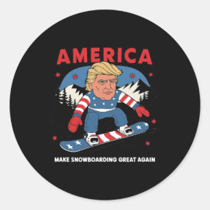 Donald Trump Make Snowboarding Great Again America Classic Round Sticker