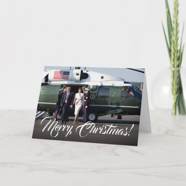 Donald Trump & Melania Military Christmas Custom Holiday Card (Front)
