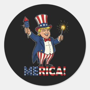 Donald Trump Merica 4th Of July Fireworks Patrioti Classic Round Sticker