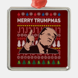 Donald Trump Merry Trumpmas Holiday Metal Ornament