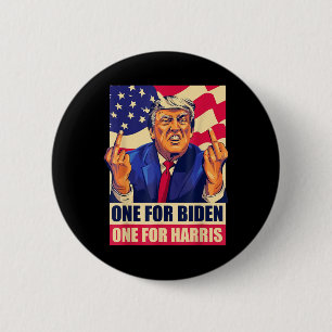 Donald Trump Middle Finger Biden Harris America Re 6 Cm Round Badge
