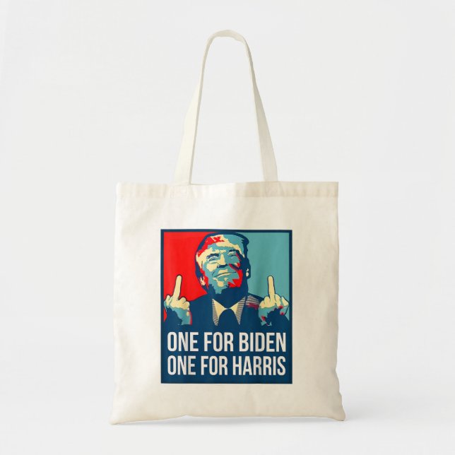 Donald Trump Middle Finger Biden Harris America Re Tote Bag (Front)