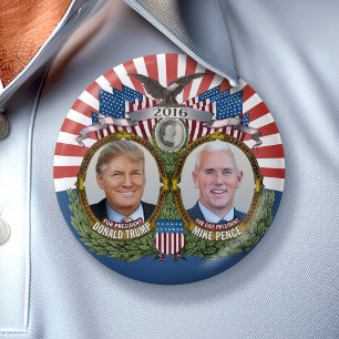 Donald Trump & Mike Pence Jugate Photo Red Blue 7.5 Cm Round Badge