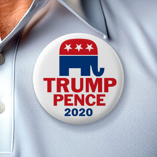 Donald Trump & Mike Pence Republican Elephant 2020 6 Cm Round Badge