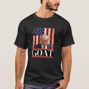 Donald Trump Mug Shot Goat Design American Flag MA T-Shirt