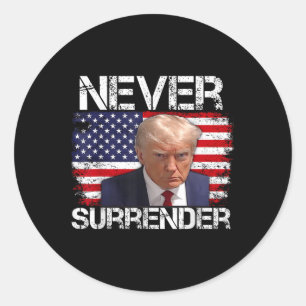 Donald Trump Mug Shot Never Surrender 2024 Classic Round Sticker