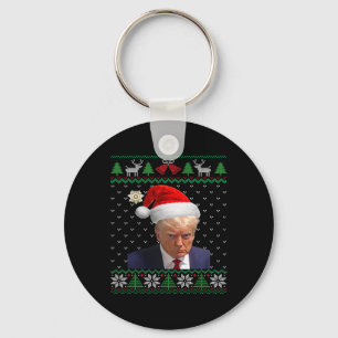 Donald Trump Mug Shot Ugly Christmas Key Ring