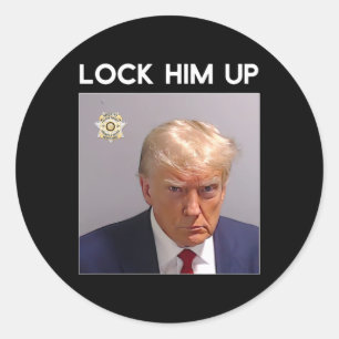 Donald Trump Mugshot Lock Him Up Trump Mug Shot  Classic Round Sticker