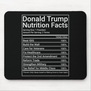 Donald Trump Nutrition Facts - 1 President 2 Terms Mouse Pad