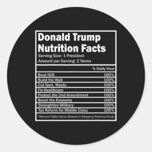 Donald Trump Nutrition Facts Classic Round Sticker