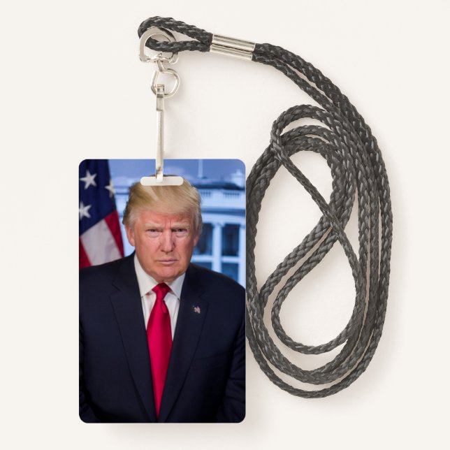 Donald Trump Official Presidential Portrait ID Badge (Front with Lanyard)