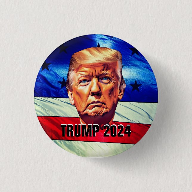 Donald Trump & Old Glory 3 Cm Round Badge (Front)