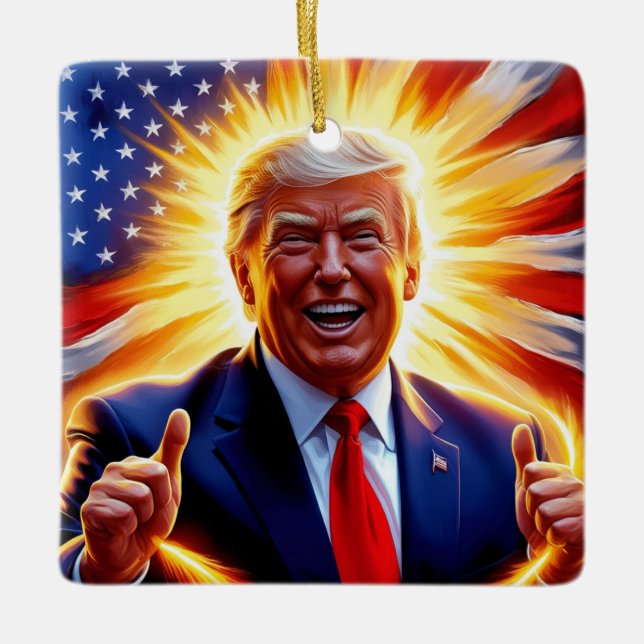Donald Trump Patriotic American Flag Ornament (Front)