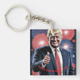 Donald Trump Patriotic Fireworks Celebration Key Ring