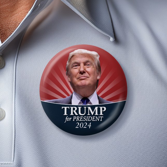 Donald Trump Photo - President 2024 6 Cm Round Badge (Trump 2024 Campaign Button)