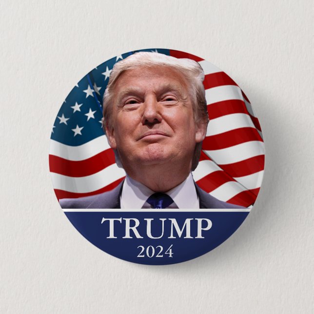 Donald Trump Photo President 2024 Pinback 6 Cm Round Badge (Front)