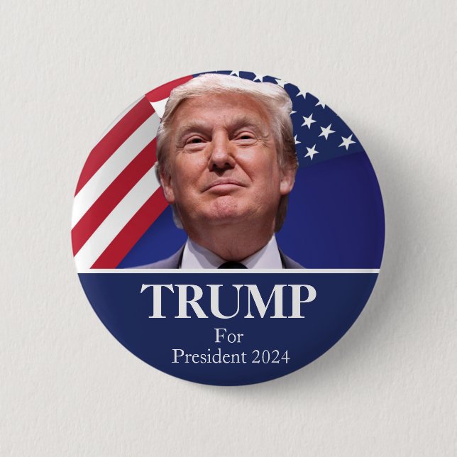 Donald Trump Photo - President 2024 Pinback 6 Cm Round Badge (Front)