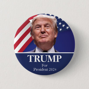 Donald Trump Photo - President 2024 Pinback 6 Cm Round Badge