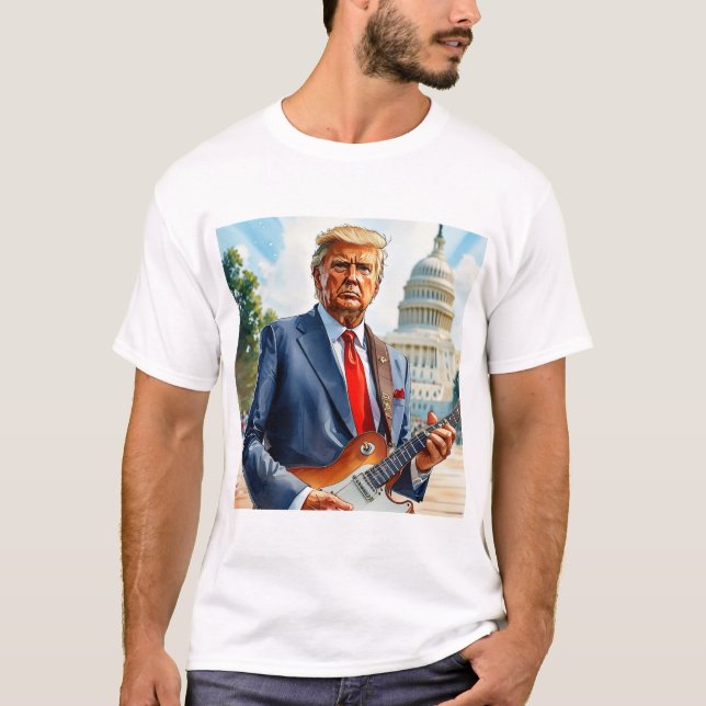 Donald Trump Playing Electric Guitar US Capitol T-Shirt (Front)