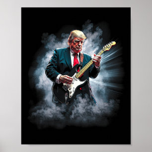Donald Trump Playing Electric Rock Guitar Poster