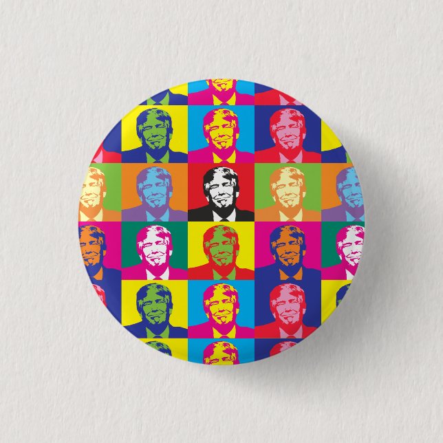 Donald Trump Pop Art Round Pin-Back Button (Front)