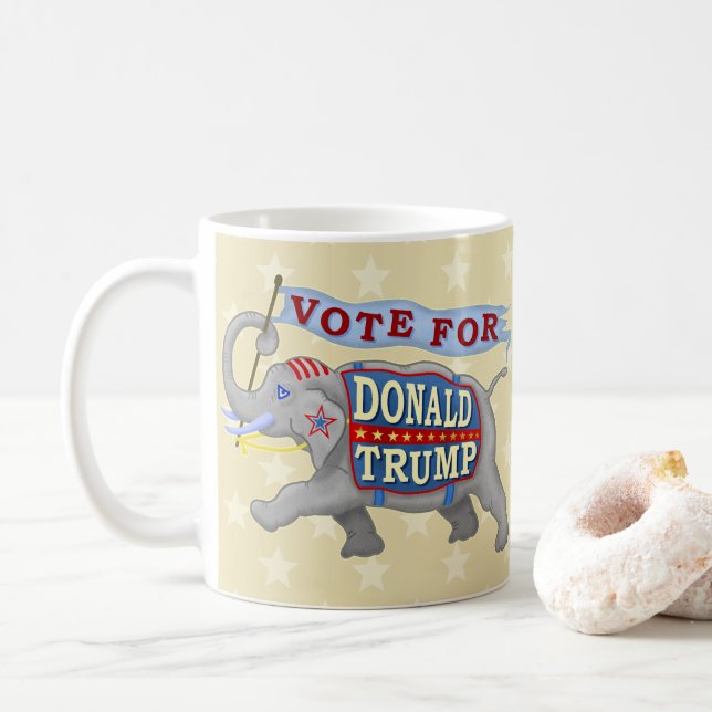 Donald Trump President 2024 Republican Elephant Coffee Mug (With Donut)