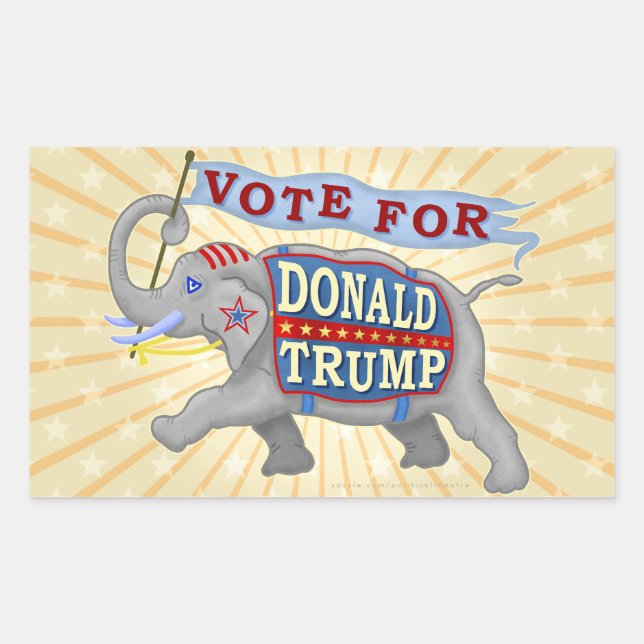 Donald Trump President 2024 Republican Elephant Rectangular Sticker (Front)