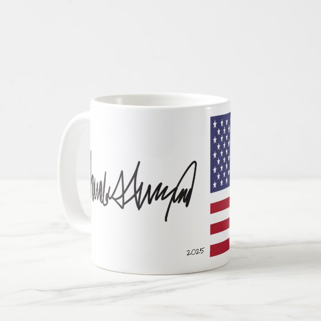 Donald Trump President 2025 Autograph Coffee Mug (Front Left)
