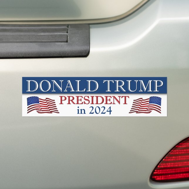 Donald Trump President in 2024 Patriotic Bumper Sticker (On Car)
