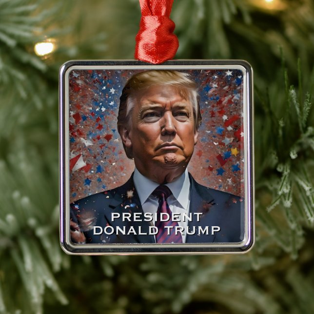 Donald Trump President Modern Portrait Metal Ornament (Tree)