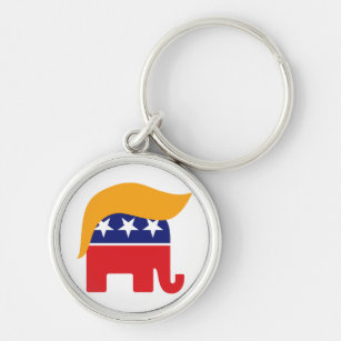 Donald Trump Republican Elephant Hair Logo Key Ring