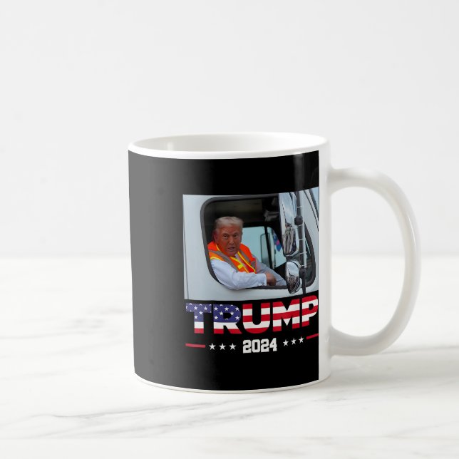 Donald Trump Rides In Garbage Truck 1  Coffee Mug (Right)