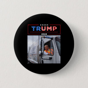 Donald Trump Rides In Garbage Truck Shirt Garbage 6 Cm Round Badge