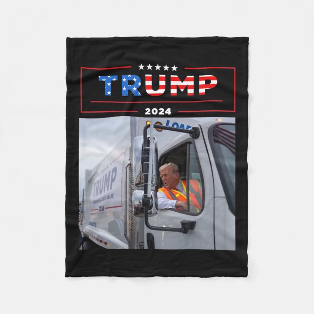 Donald Trump Rides In Garbage Truck Shirt Garbage  Fleece Blanket (Front)