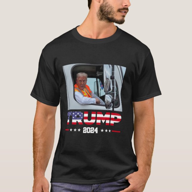 Donald Trump rides in garbage truck T-Shirt (Front)