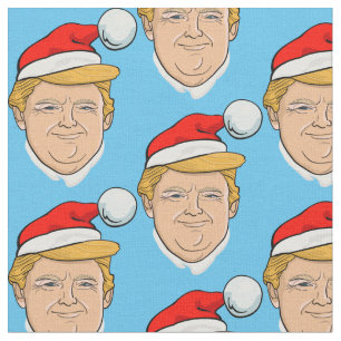 Donald Trump Santa Claus christmas blue pattern Fabric