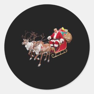 Donald Trump Santa Claus Sleigh Christmas Xmas Usa Classic Round Sticker