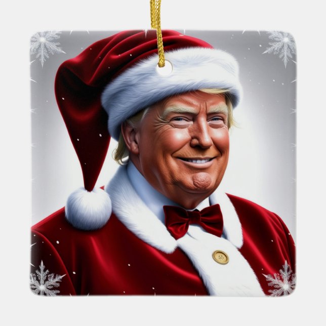 Donald Trump Santa Clause Ceramic Ornament (Front)