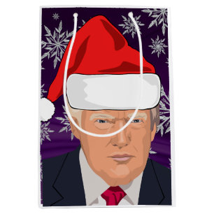 DONALD TRUMP SANTA HAT CHRISTMAS MEDIUM GIFT BAG