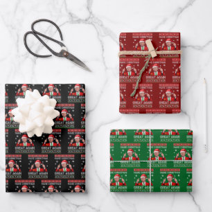 Donald Trump Santa hat Make Christmas Great Again Wrapping Paper Sheet