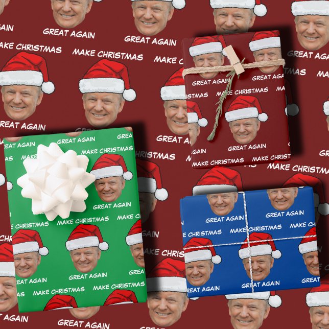 Donald Trump Santa hat Make Christmas Great Again Wrapping Paper Sheet (Creator Uploaded)