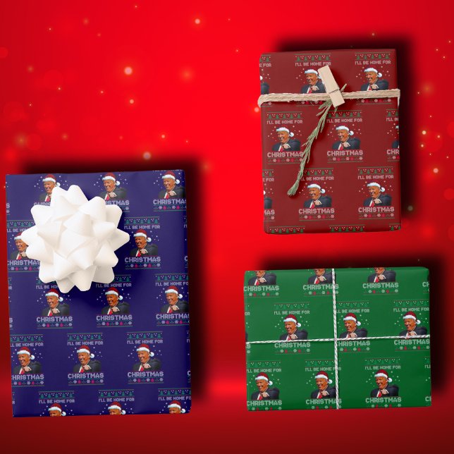 Donald Trump Santa | I'll Be Home for Christmas Wrapping Paper Sheet (Creator Uploaded)