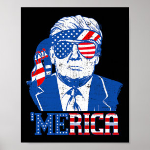 Donald Trump Shirt Merica Trump Sungl Us Flag 4th Poster
