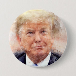 Donald Trump smiling portrait watercolor 7.5 Cm Round Badge