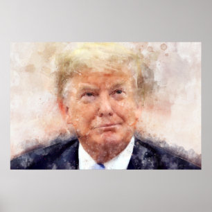 Donald Trump smiling portrait watercolor Poster