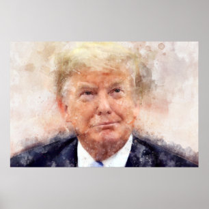 Donald Trump smiling portrait watercolor Poster
