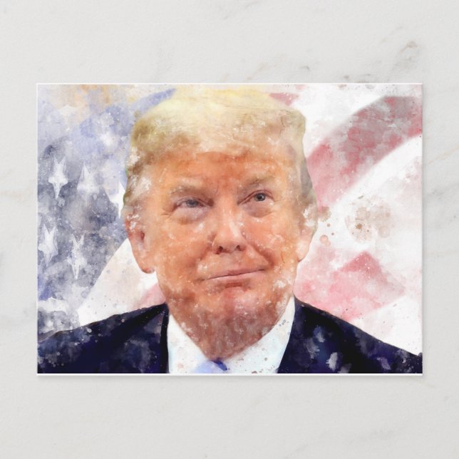 Donald Trump smiling with American flag Postcard (Front)