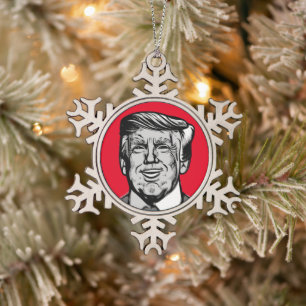 DONALD TRUMP  SNOWFLAKE PEWTER CHRISTMAS ORNAMENT