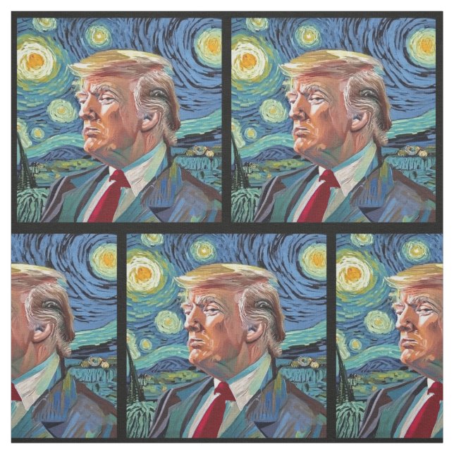 Donald Trump Starry Night Van Gogh Art Style 2024 Fabric (Swatch)