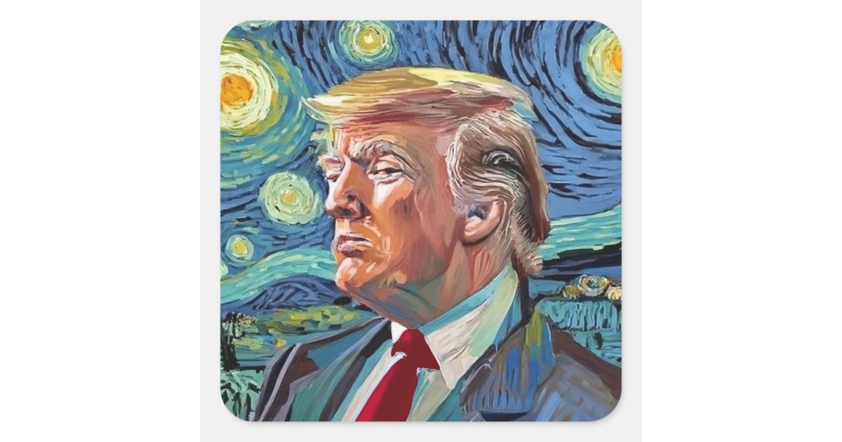T-shirt Humoristique Donald Trump Van Gogh - Coton, Manches Courtes - Taille Regular - Neuf Avec étiquettes